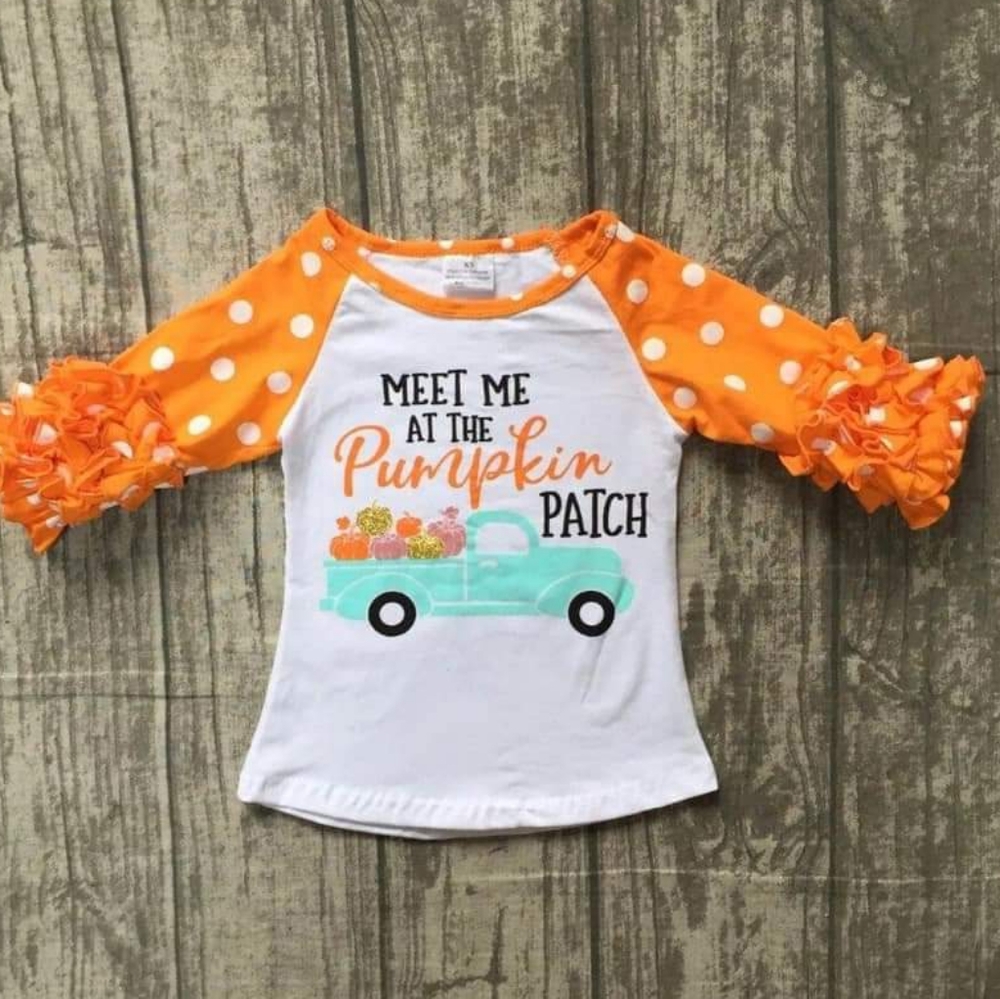 Meet Me At The Pumpkin Patch Raglan Ruffle Top
